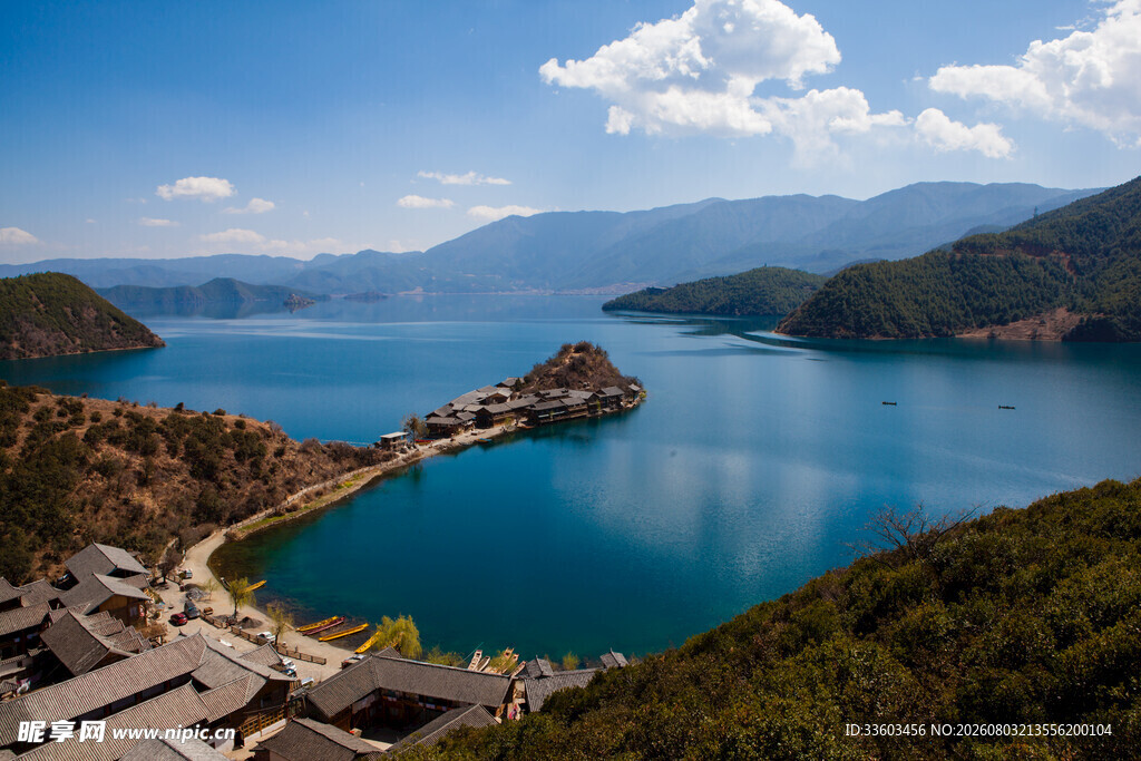 泸沽湖绝美湖光山色景观