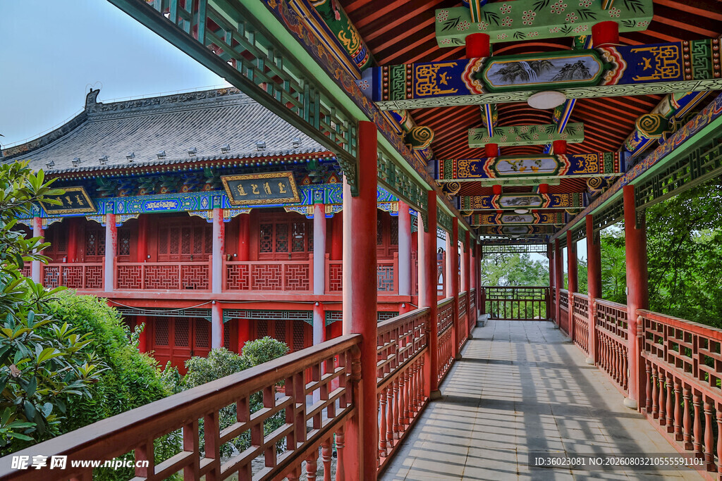 中式长廊古建筑景观