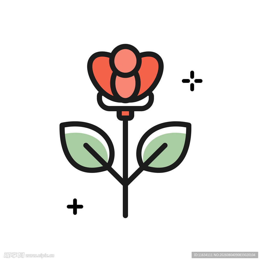 简约线条玫瑰花图案