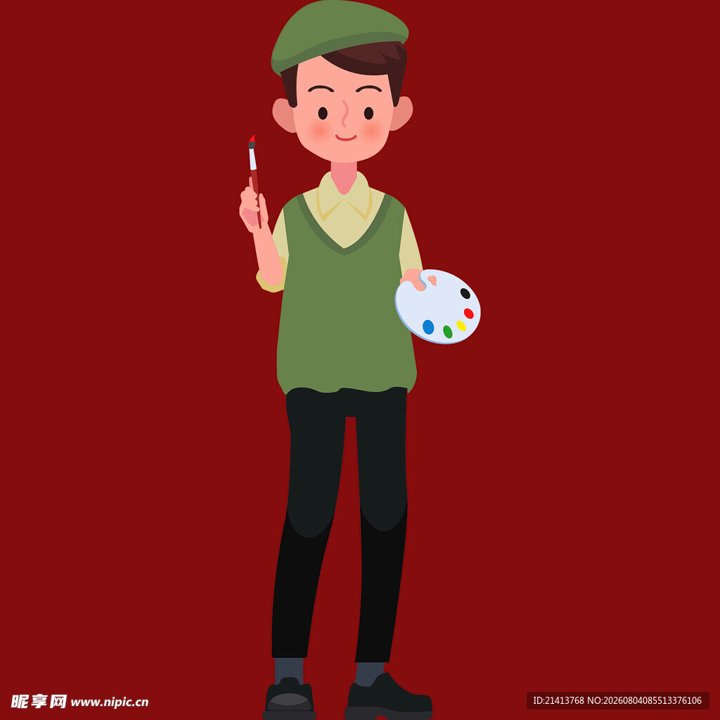手持画笔的年轻画家