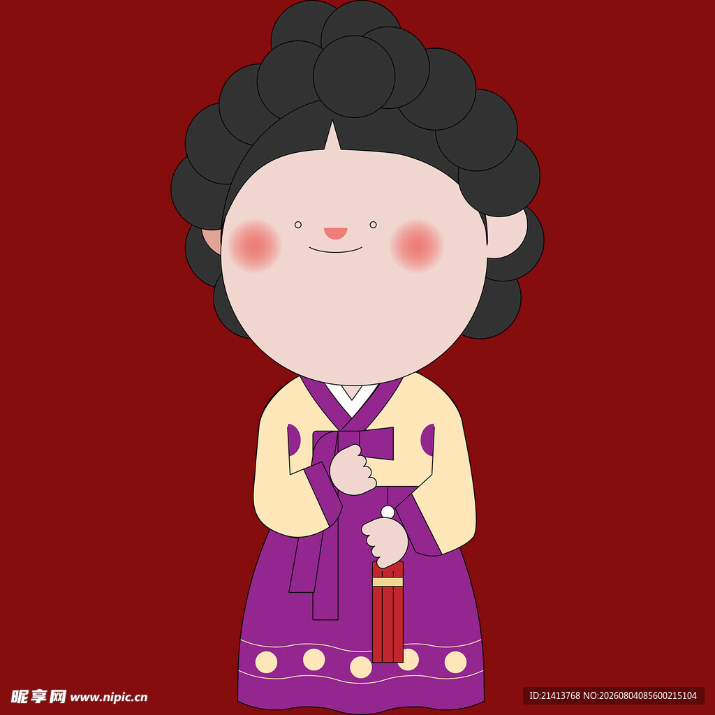穿韩服的可爱卡通女孩