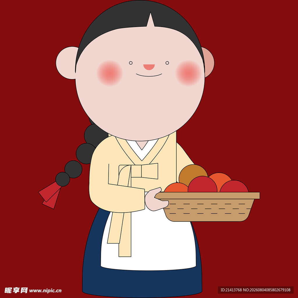 朝鲜族女孩端果篮