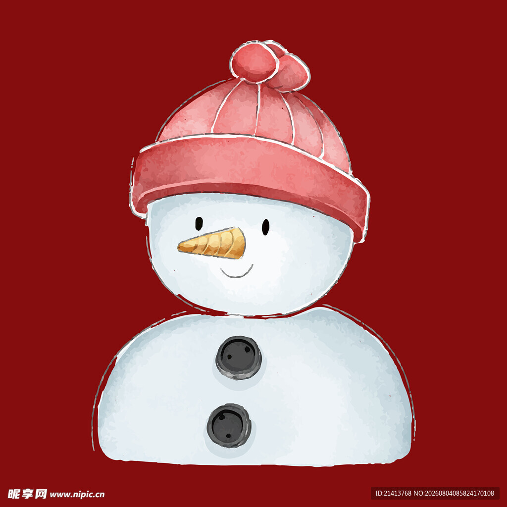 可爱粉色帽子雪人形象