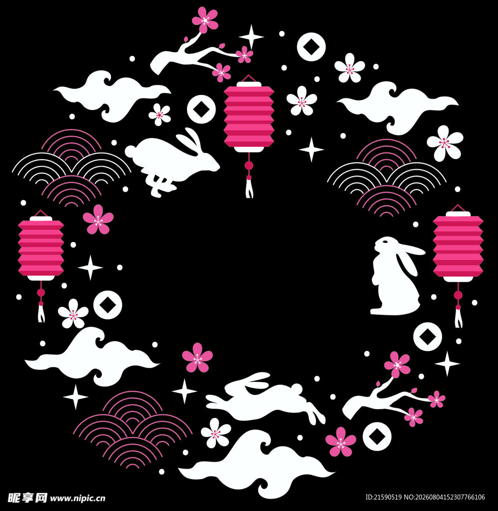 灯笼 兔 浪花