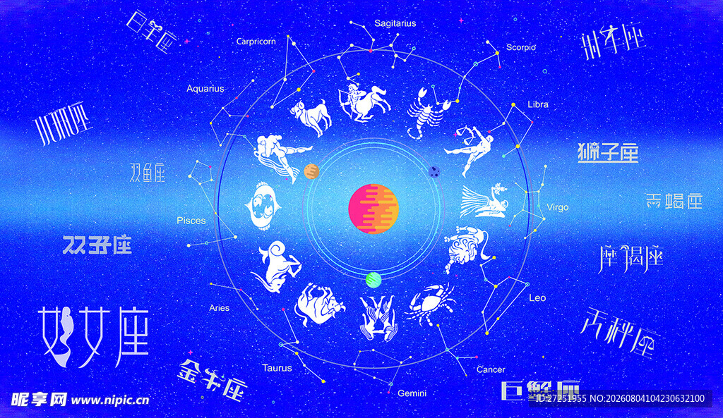 星座元素环绕的梦幻星图