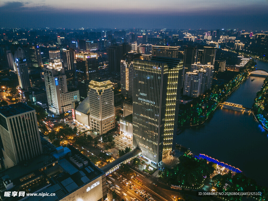 杭州璀璨夜景俯瞰图