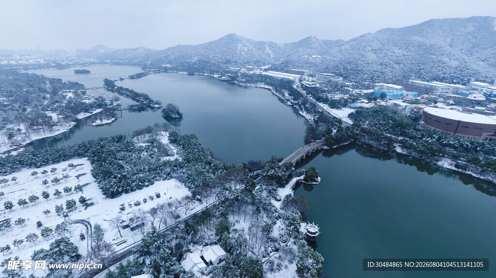 杭州萧山湘湖景区雪景