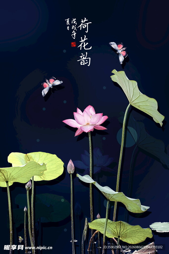 水墨荷花图静谧诗意景