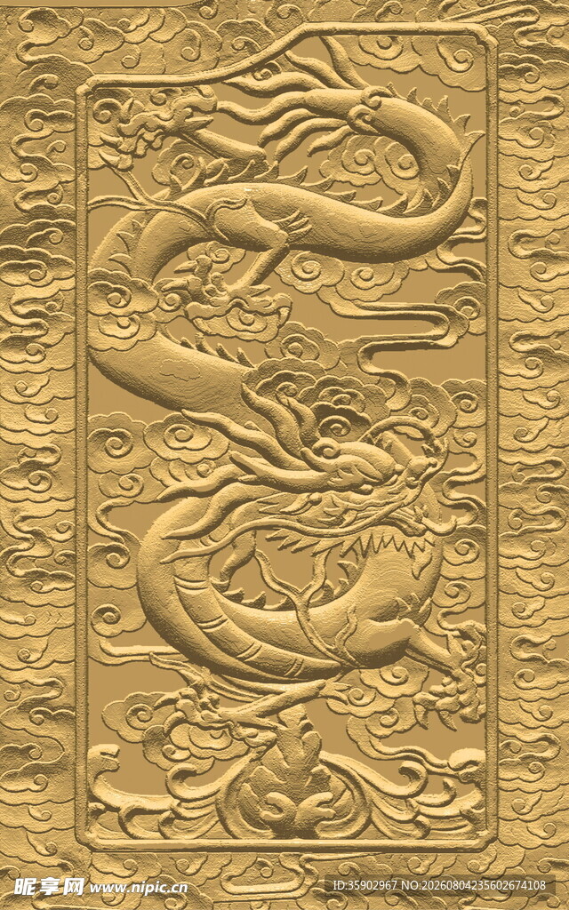 金色龙纹浮雕图案