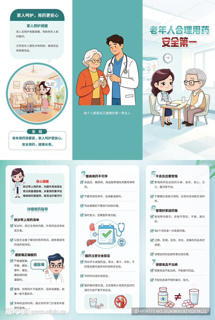 老年人合理用药安全第一三折页