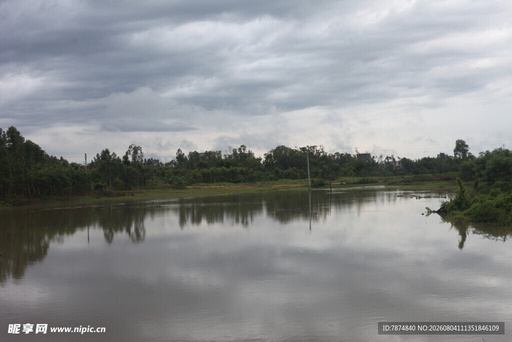 宁静湖畔的自然风景