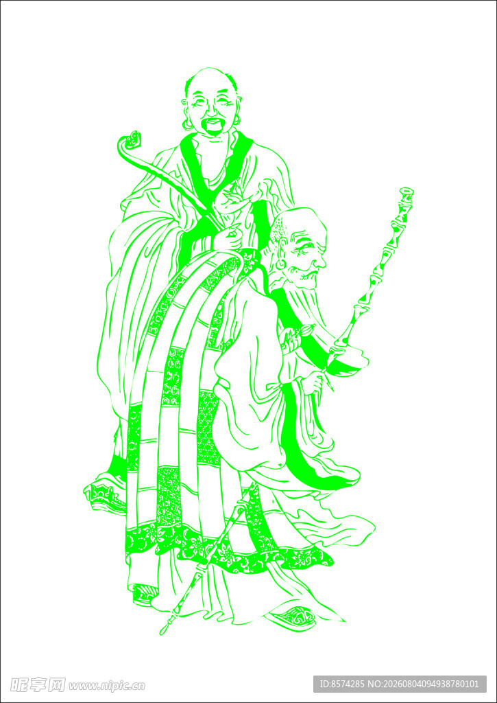 中国 古典古代持杖老者形象