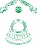 中式古典铃铛与神兽花纹图案