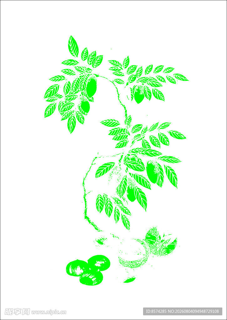 中国古典绿色植物图案