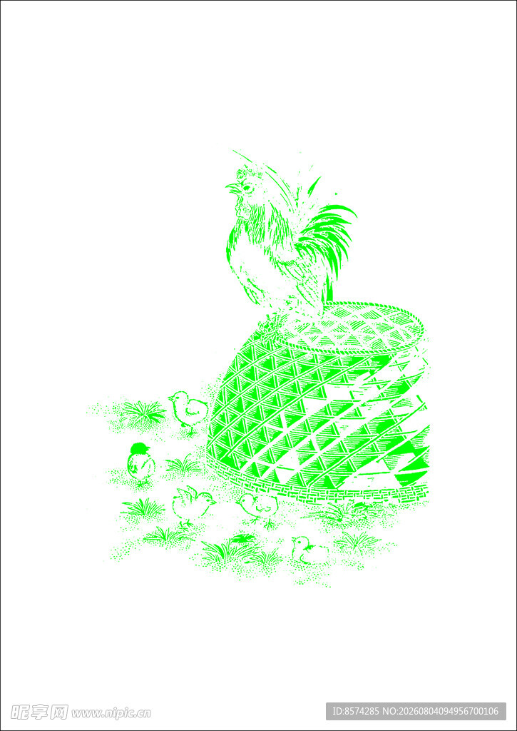 中国古典公鸡插画