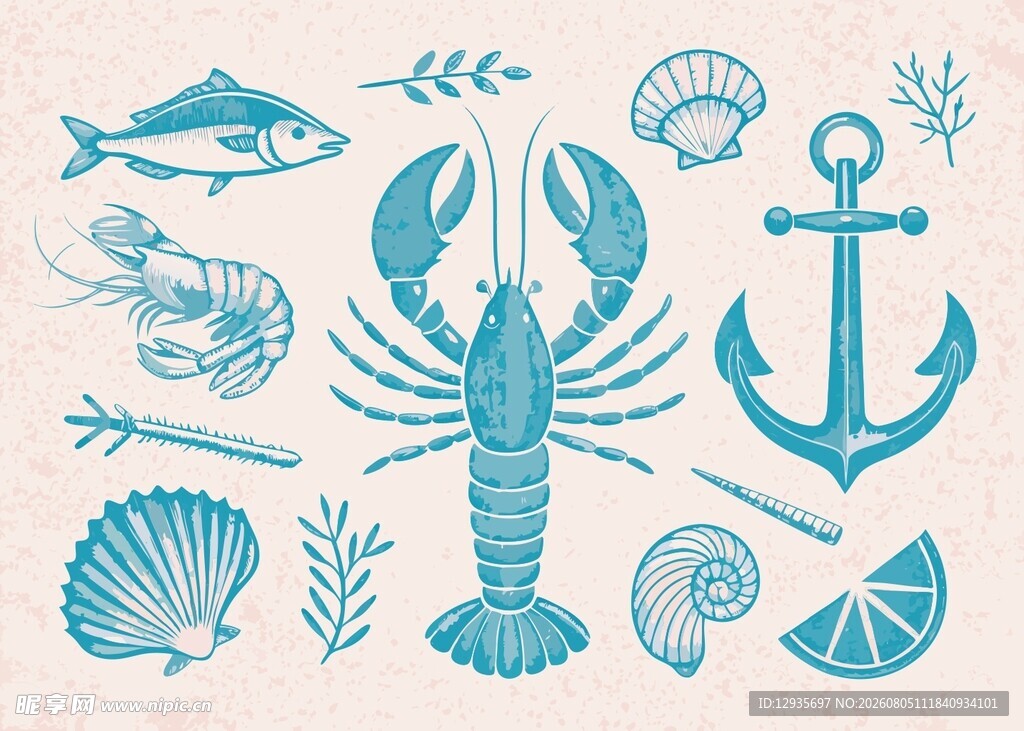 海洋生物与航海元素图案