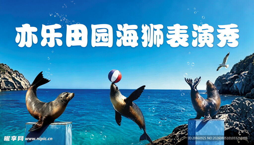 欢乐海狮表演秀展板