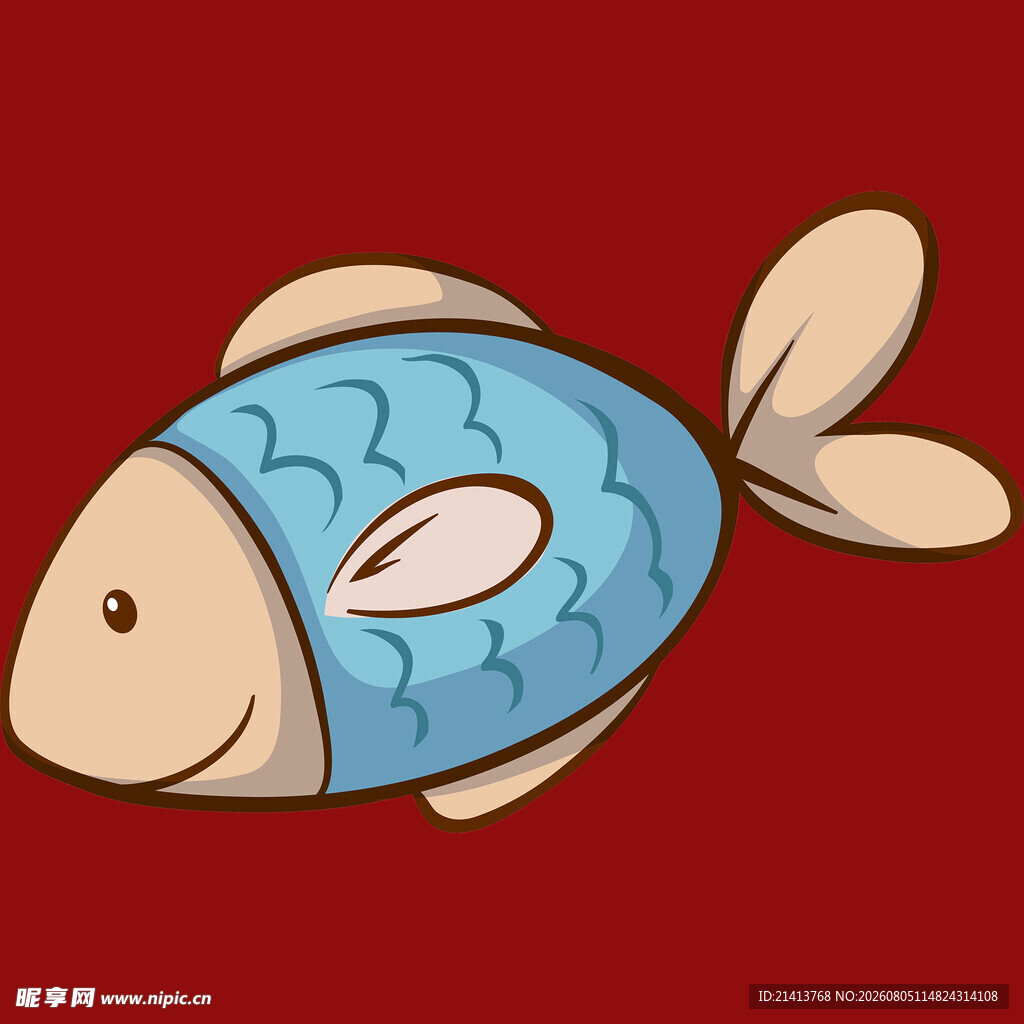 卡通蓝色小鱼插画