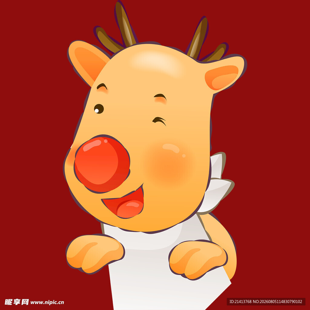 可爱小鹿手持白纸