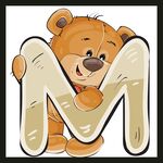 小熊抱字母M卡通图