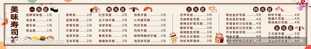 寿司店价目表