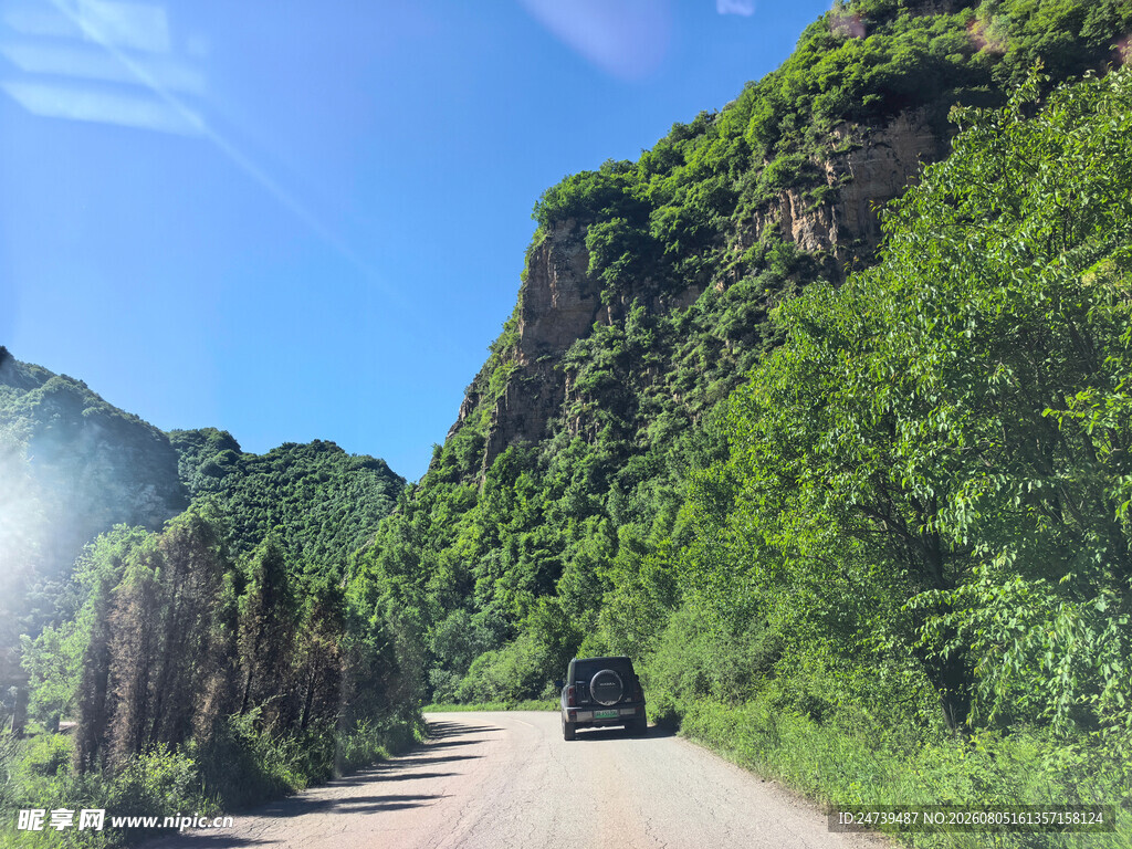 山间公路美景绿意盎然