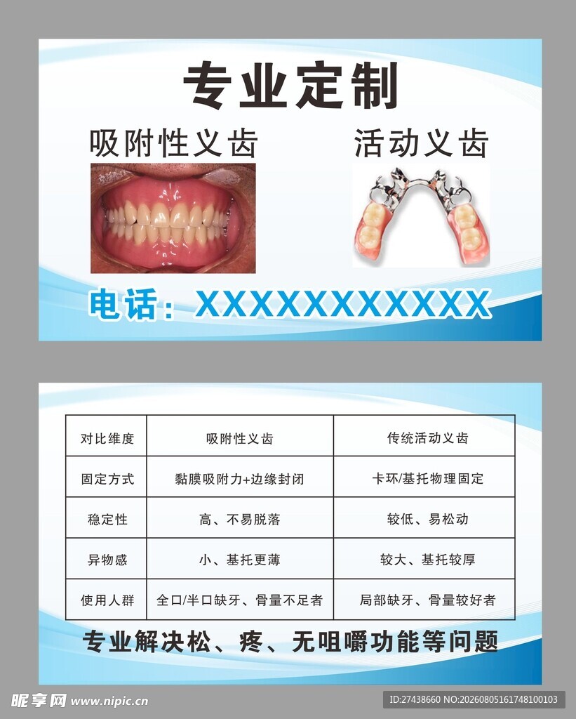 牙科 义齿定制名片模板