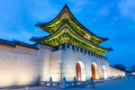 韩国景福宫壮丽门楼夜景