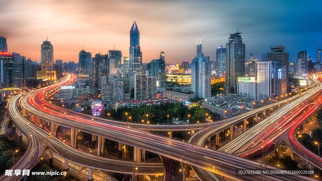 城市立交桥璀璨夜景