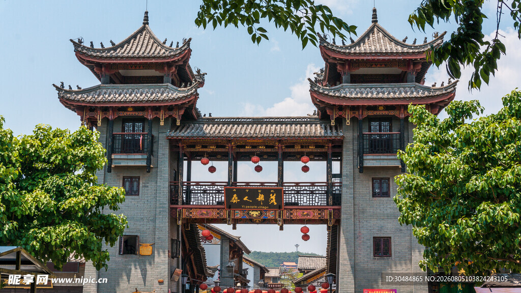 中式古典牌坊建筑景观