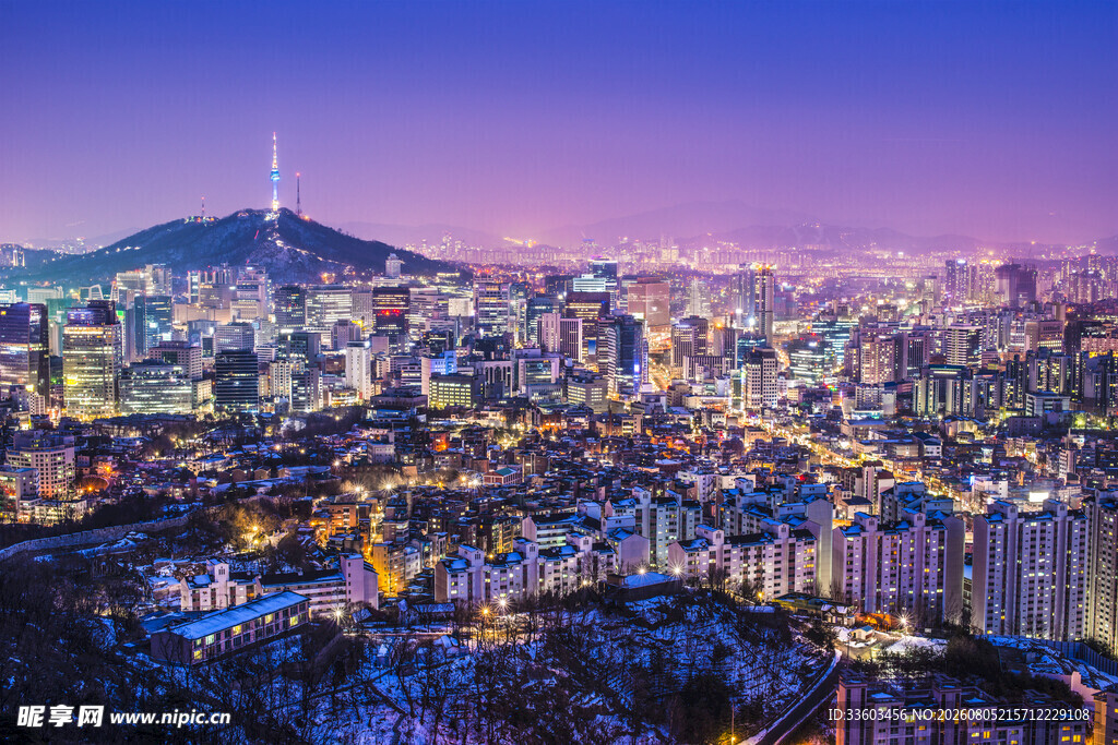 首尔城市夜景俯瞰图