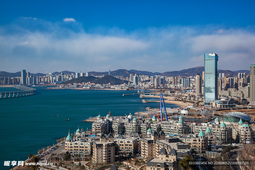城市海滨全景风光