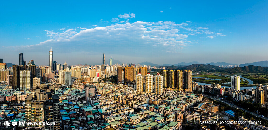 繁华都市天际线俯瞰美景