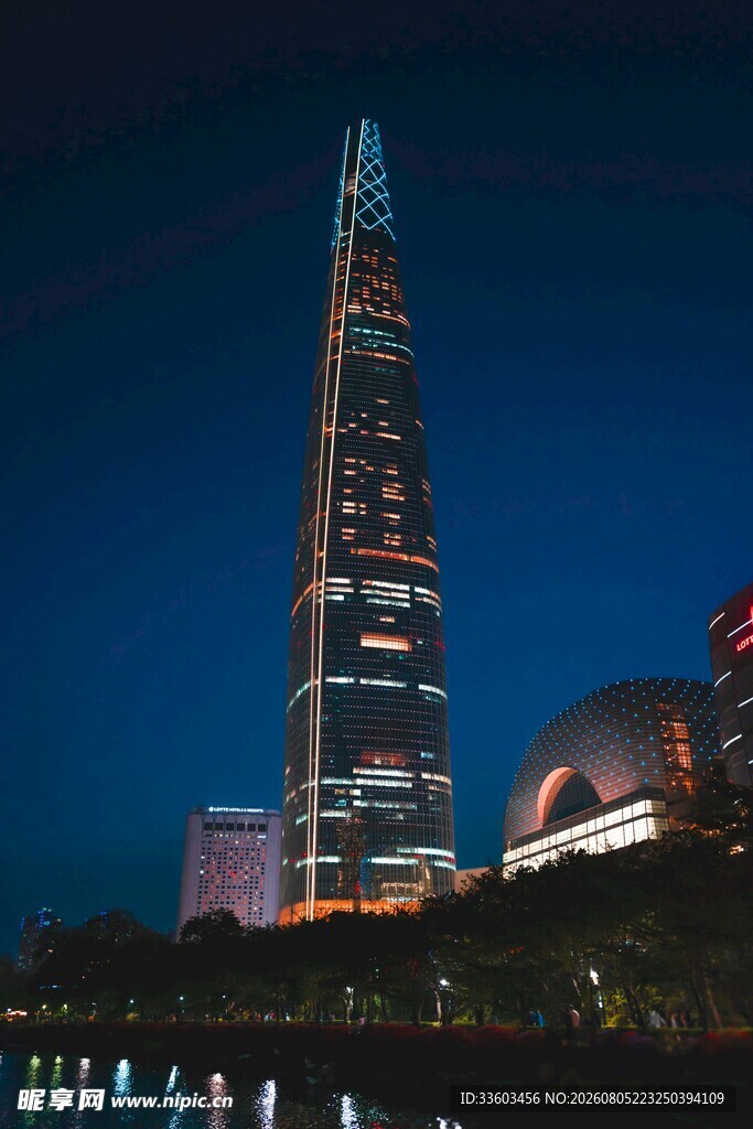 上海夜景中的摩天大楼