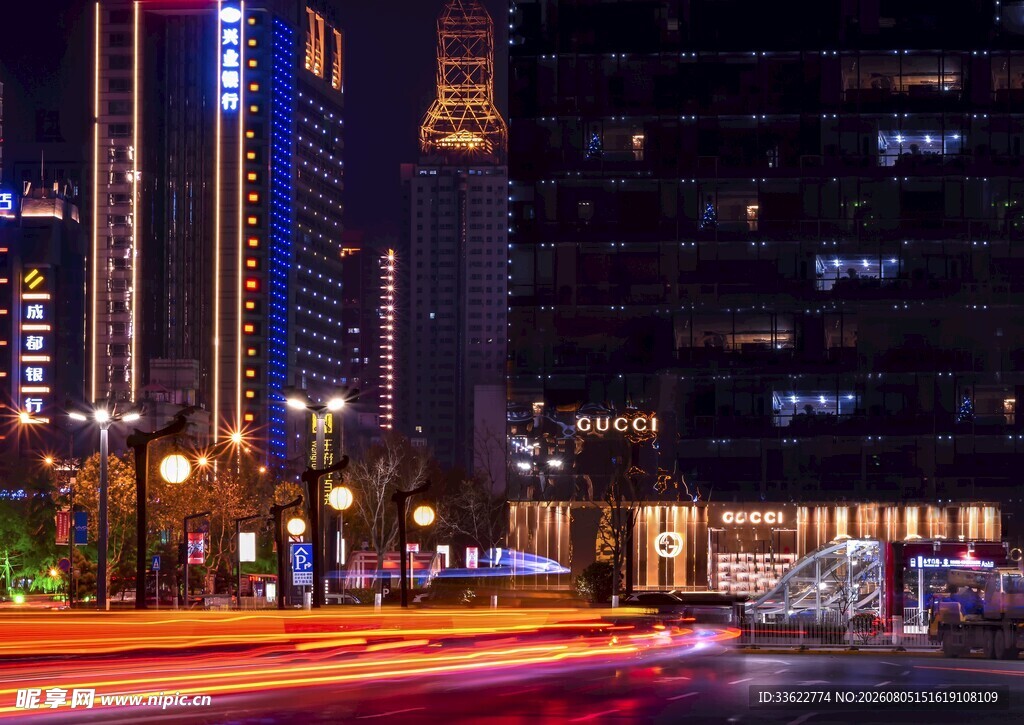 城市夜景车流绚丽灯光