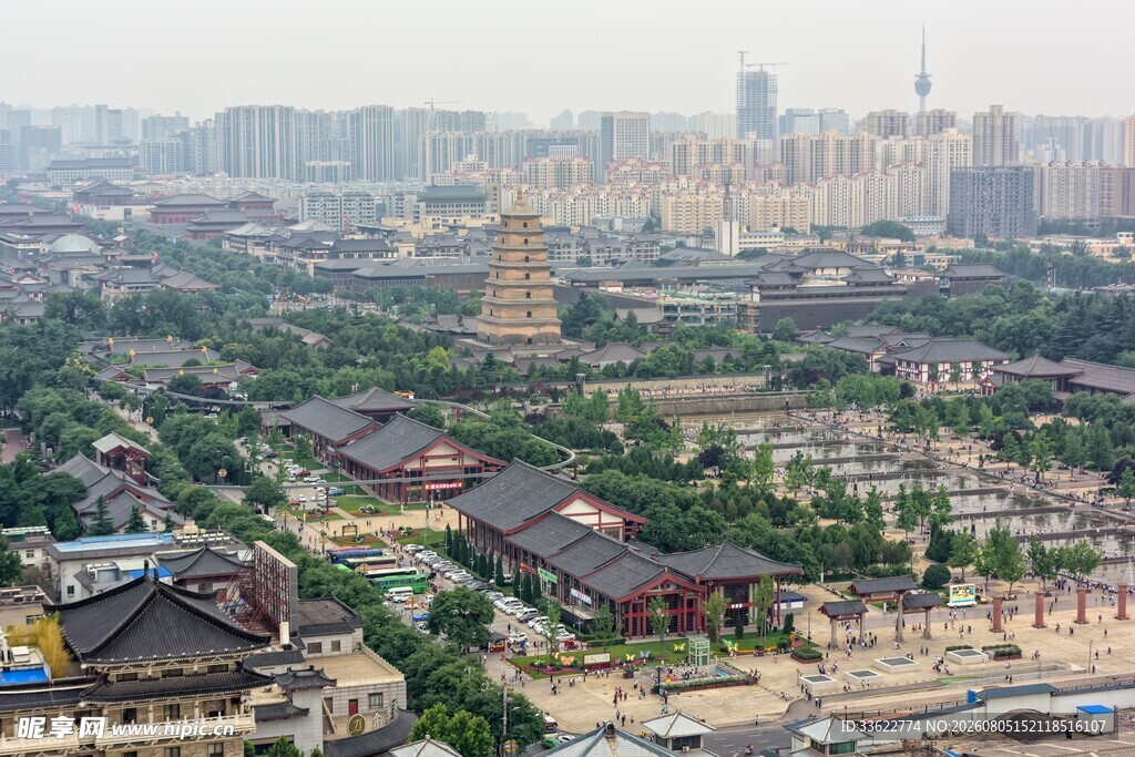 俯瞰古城西安城市风貌
