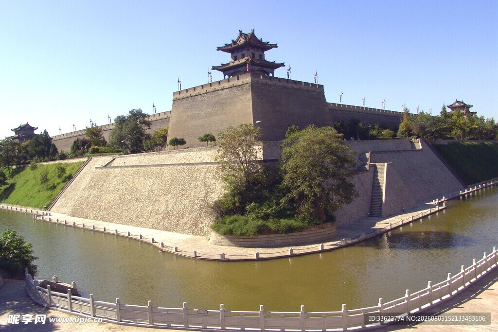 古城墙下河流环绕景观