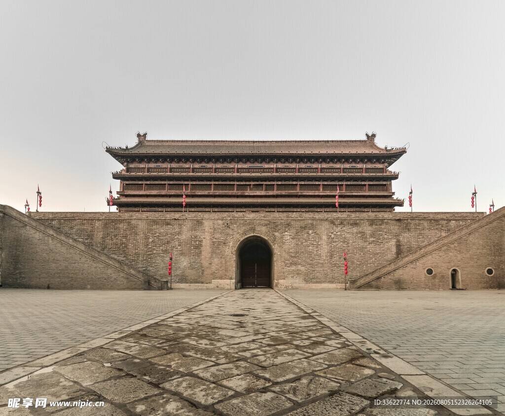西安古城墙城门壮丽景观