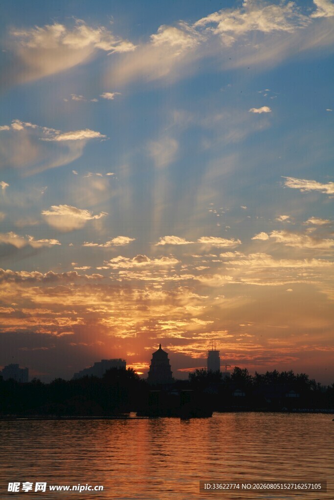 湖畔日落美景