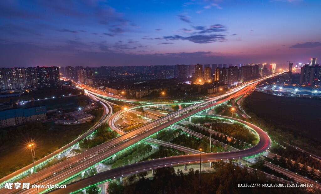 城市立交桥璀璨夜景