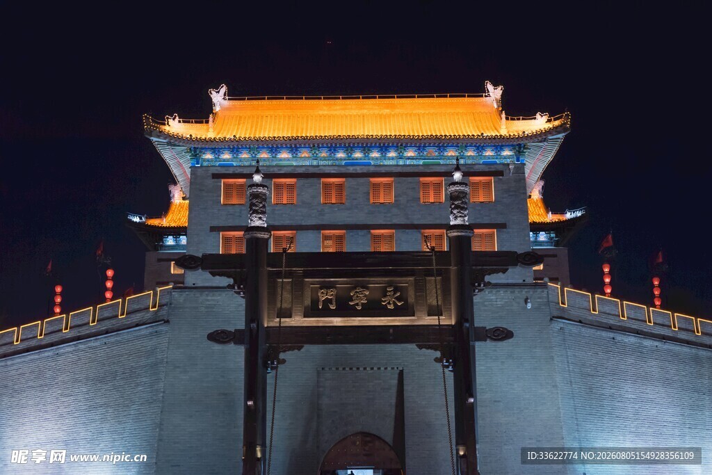 古城楼夜景尽显古韵风华