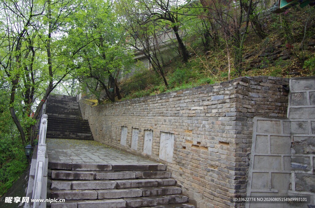 山间石砌阶梯与绿植相伴