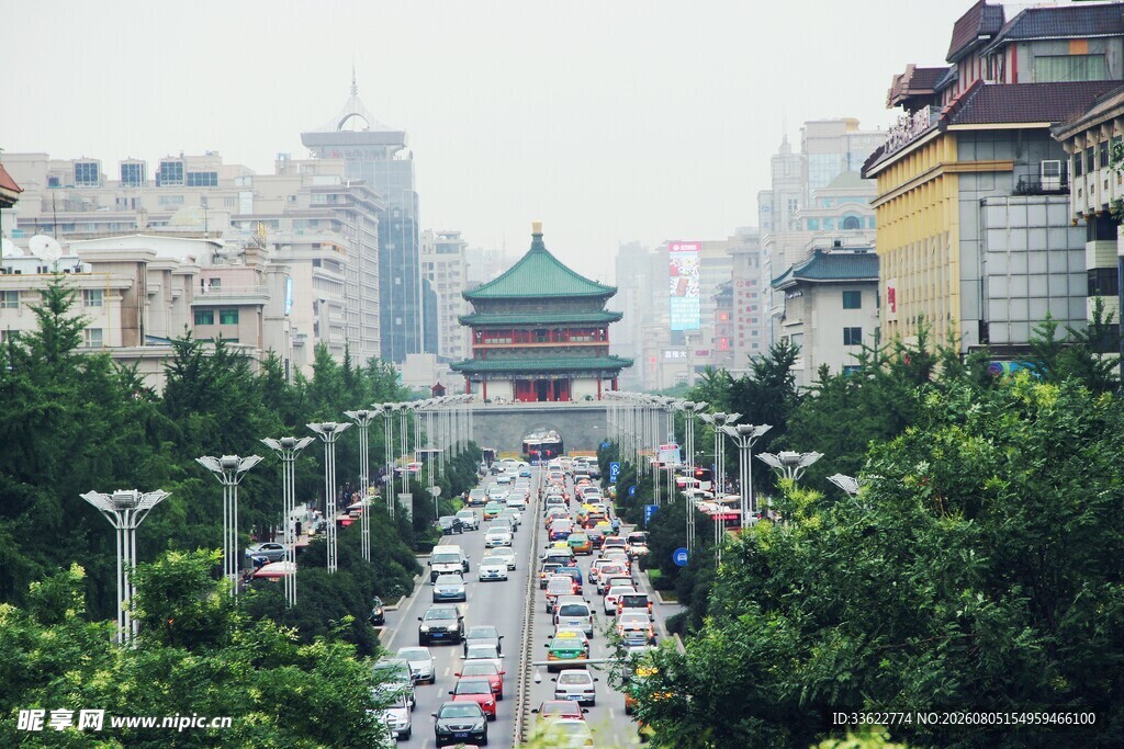 城市街道与古典建筑景观