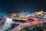 西安钟楼夜景车流景观