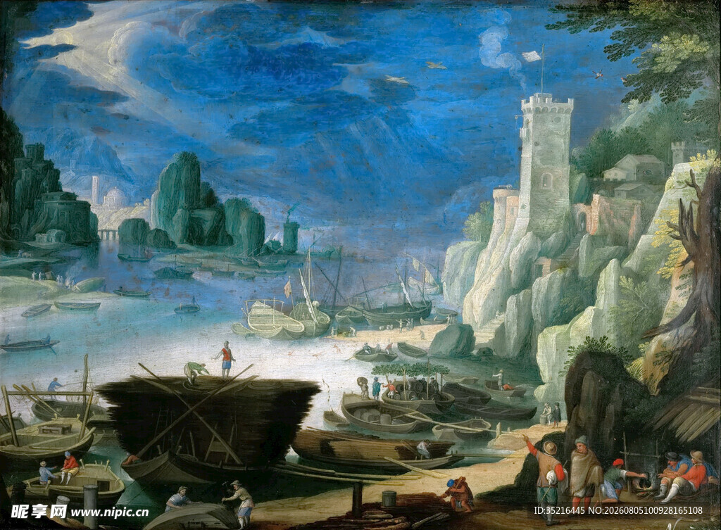 古典风景油画中的奇幻场景