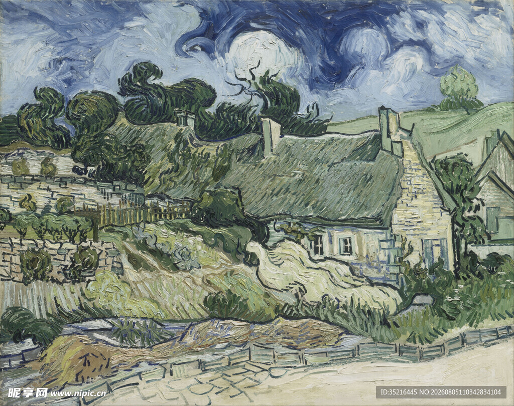 乡村小屋风景油画