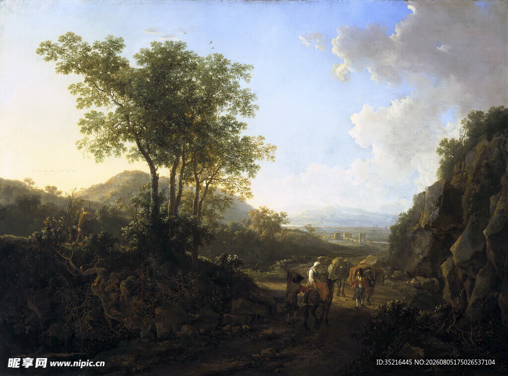 乡村风景油画中的宁静之路