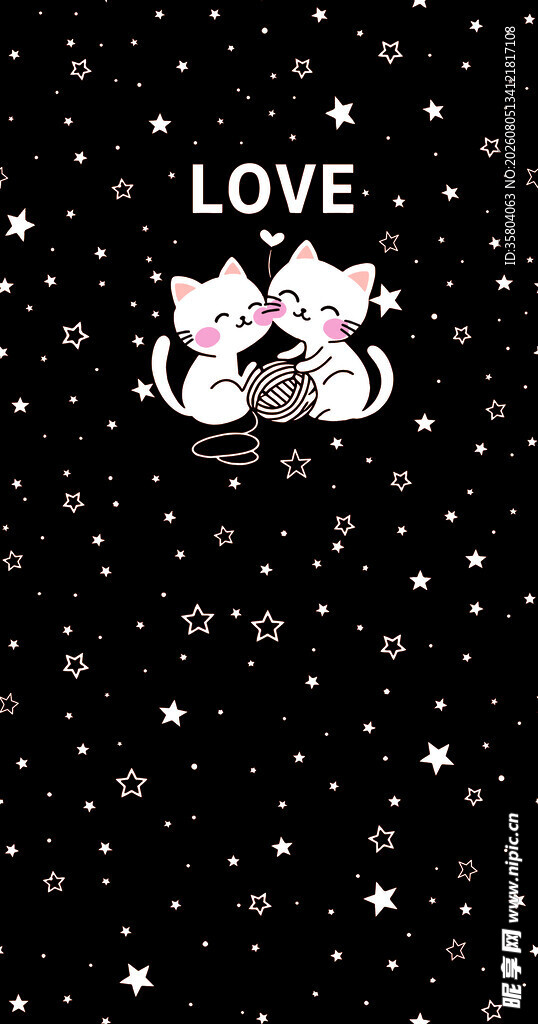 爱心猫咪星空浪漫背景