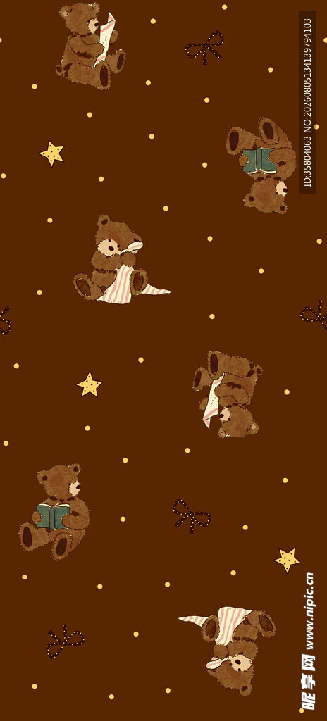 小熊星星图案的棕色背景