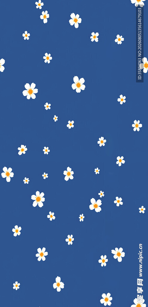 蓝色背景小雏菊图案